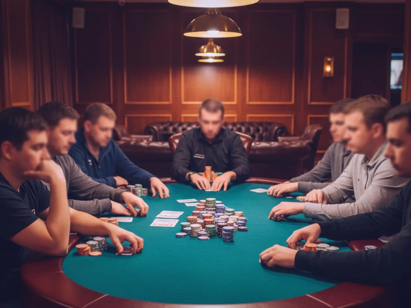 Cards being dealt out across green felt by a house dealer's steady hands