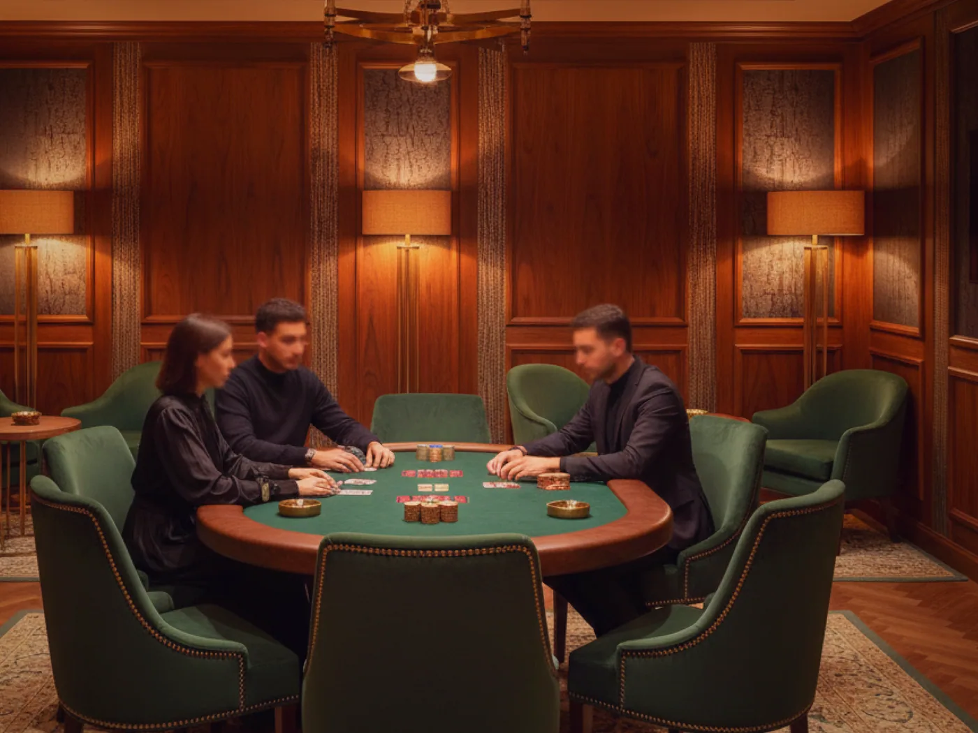 A smaller side room with cane chairs where quieter conversation happens